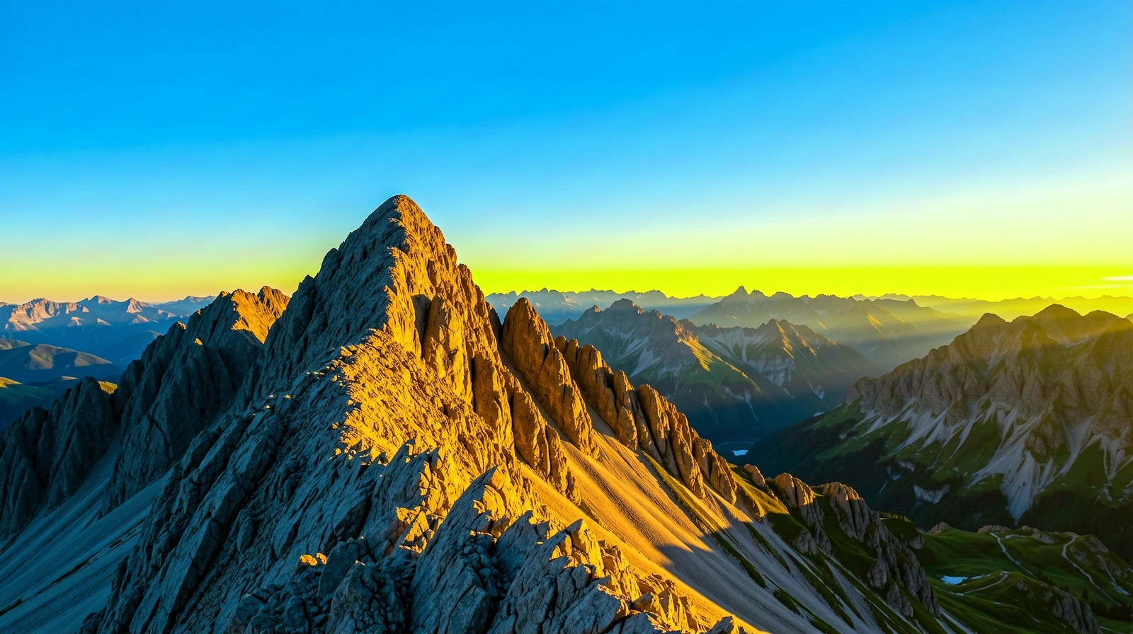 Alpine Gipfel bei Anbruch des Tages