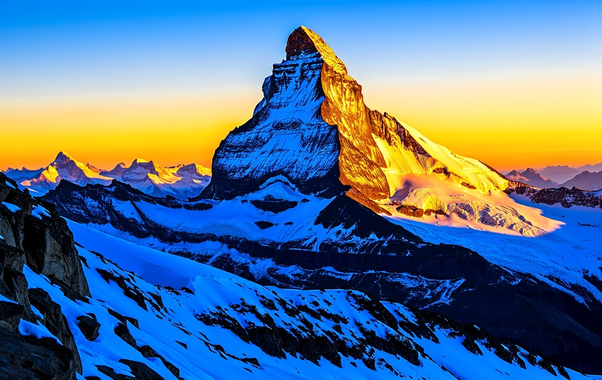 Schweizer Bergwelt bei Sonnenaufgang